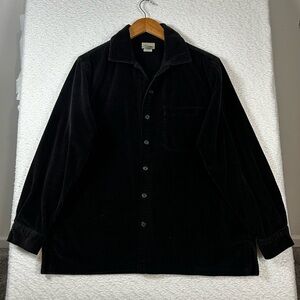 L.L. Bean Women’s Medium Black Corduroy Button Front Shirt Jacket Shacket